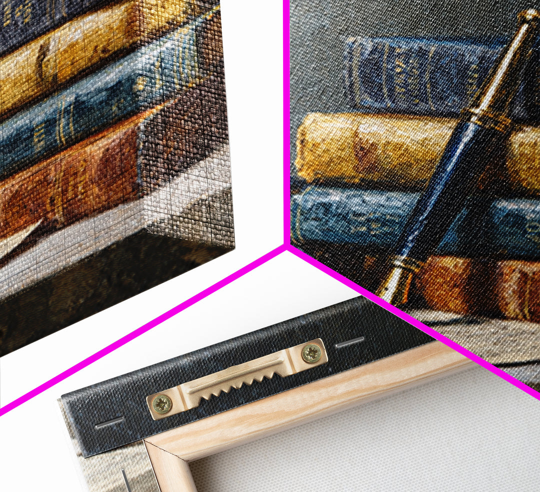 Dignified Law Books and Fountain Pen Still Canvas Print, Law Office Art, Lawyer, Office Decor, Fine Art, Counsel, Neutral Decor, LOA-1x1-50