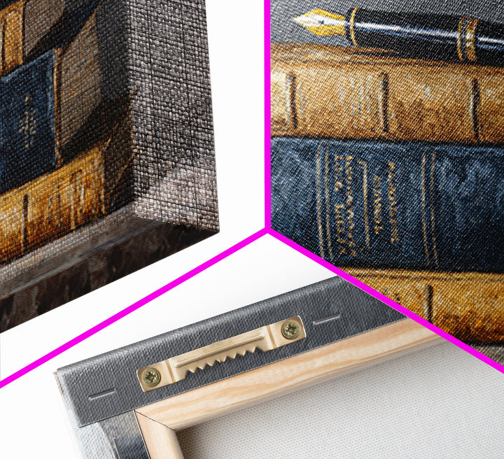 Dignified Law Books and Fountain Pen Still Canvas Print, Law Office Art, Gallery Decor, Office Decor, Fine Art, Counsel, LOA-2x1-22