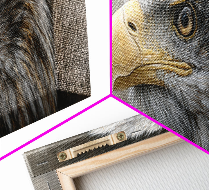Eagle Portrait with Solemn Presence Canvas Print, Law Office Art, Neutral Decor, Office Decor, Fine Art, Counsel, Wall Art, LOA-3x1-22