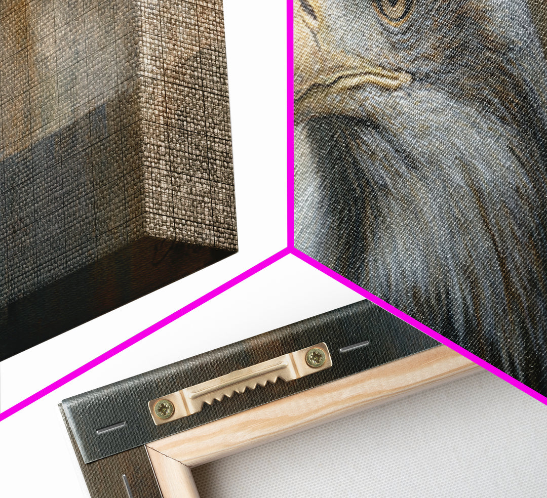 Eagle Portrait with Solemn Presence Canvas Print, Law Office Art, Modern Decor, Office Decor, Oil Painting, Counsel, Wall Decor, LOA-3x1-70