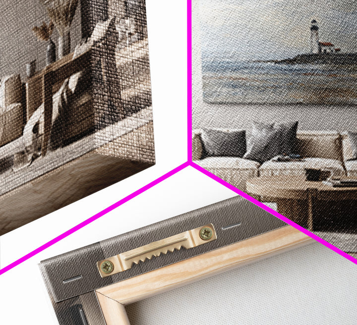Stormy Landscape with Lighthouse as Guidance Metaphor Framed Canvas Print, Law Office Art, Law, Office Decor, Fine Art, Counsel, LOA-3x2-39