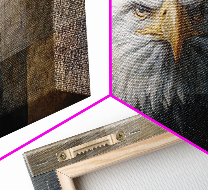 Eagle Portrait with Solemn Presence Canvas Print, Law Office Art, Metal Wall Decor, Office Decor, Counsel, Home Office Decor, LOA-3x2-58