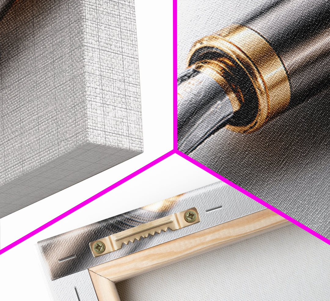 Fountain Pen Nib Closeup Framed Canvas Print, Law Office Art, Home Decor, Office Decor, Fine Art, Counsel, Minimalist Decor, LOA-3x2-99