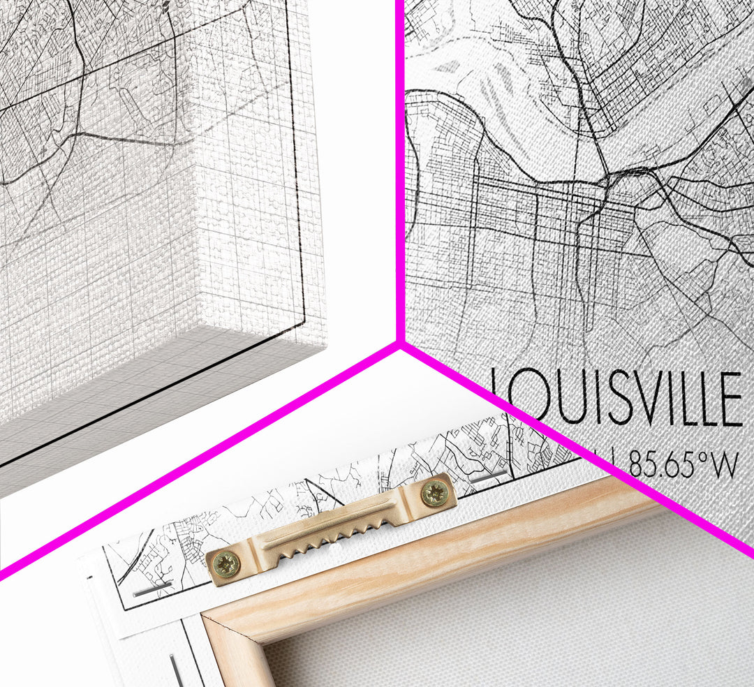Louisville City Map, Kentucky Map, Map Art, Modern Art, Wall Art, Canvas Art, Aesthetic Room Décor, Wall Art Home Décor, Birthday Gift