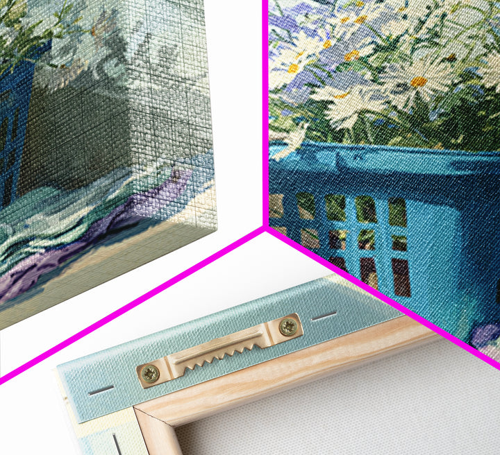 Blue Laundry Basket Framed Canvas Print, Laundry Room Art, Fine Art Print, Living Room Decor, Fine Art, Clean, Painting, LRA-1x1-53