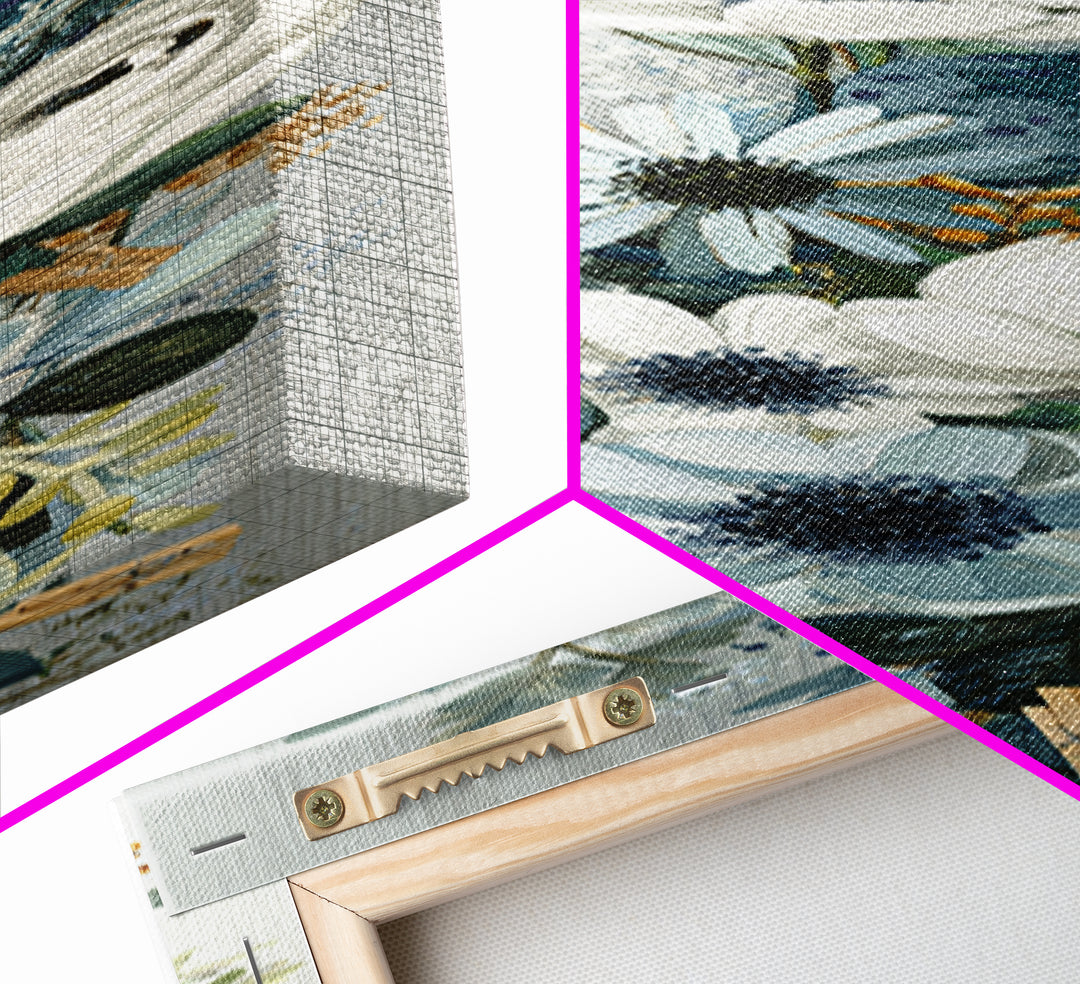 Clothespin Bouquet in Folk Art Style Canvas Print, Laundry Room Art, Textured Painting, Living Room Decor, Fine Art, Clean, LRA-1x3-32