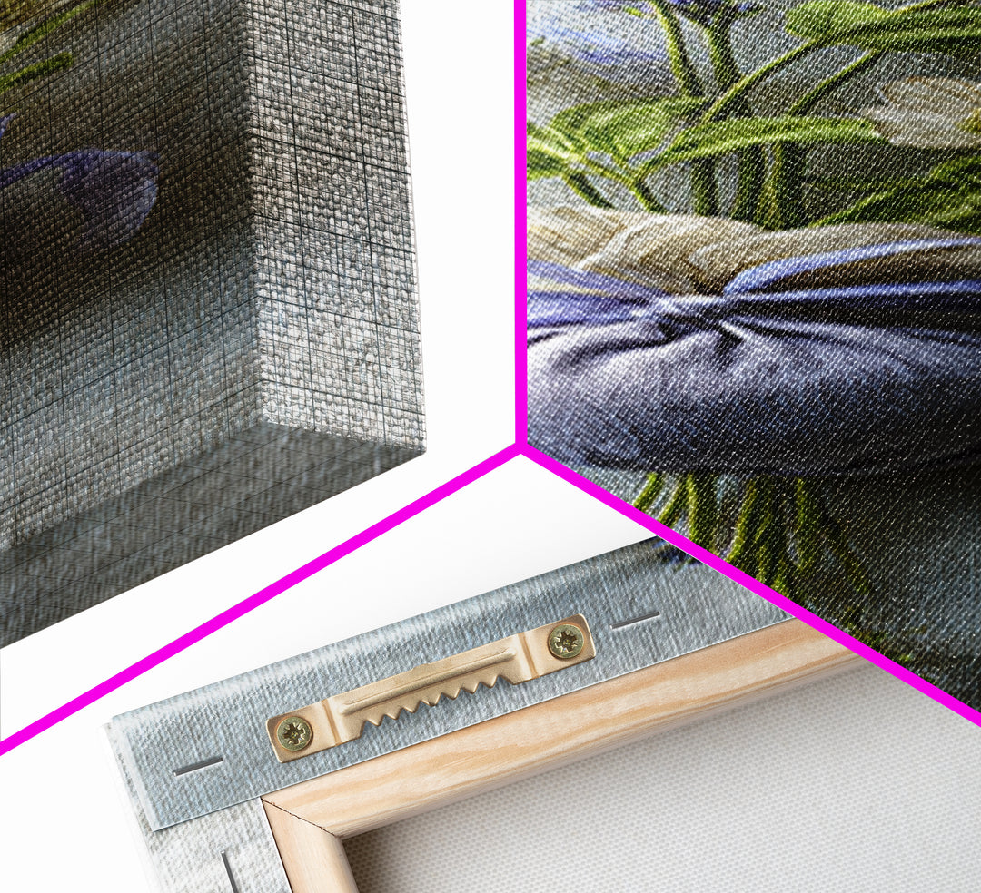 Lavender Sachet and Ribbon Still Life Framed Canvas Print, Laundry Room Art, Modern Decor, Living Room Decor, Fine Art, Clean, LRA-1x3-53