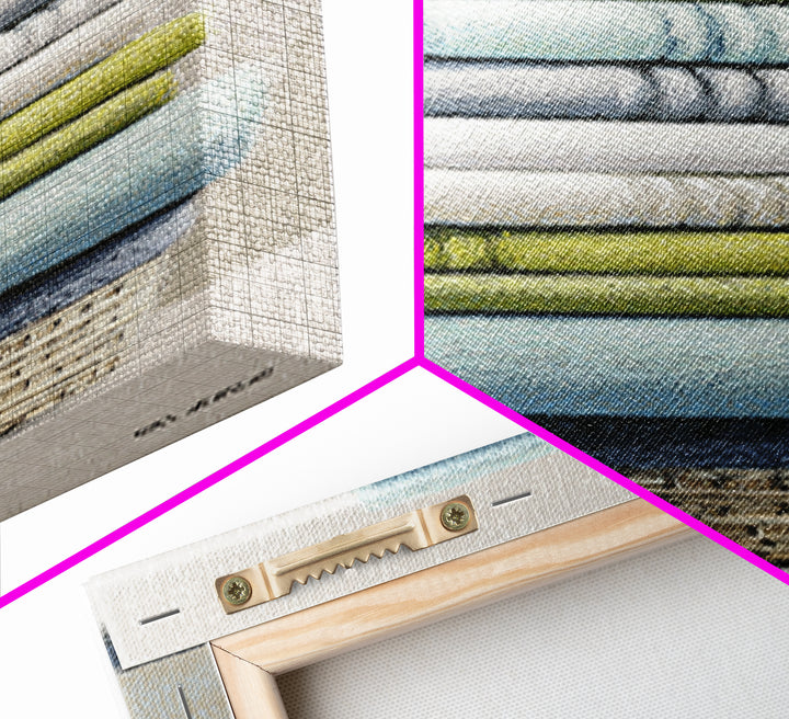 Basket of Folded Towels Canvas Print, Laundry Room Art, Statement Artwork, Living Room Decor, Fine Art, Clean, Digital Art, LRA-1x3-98