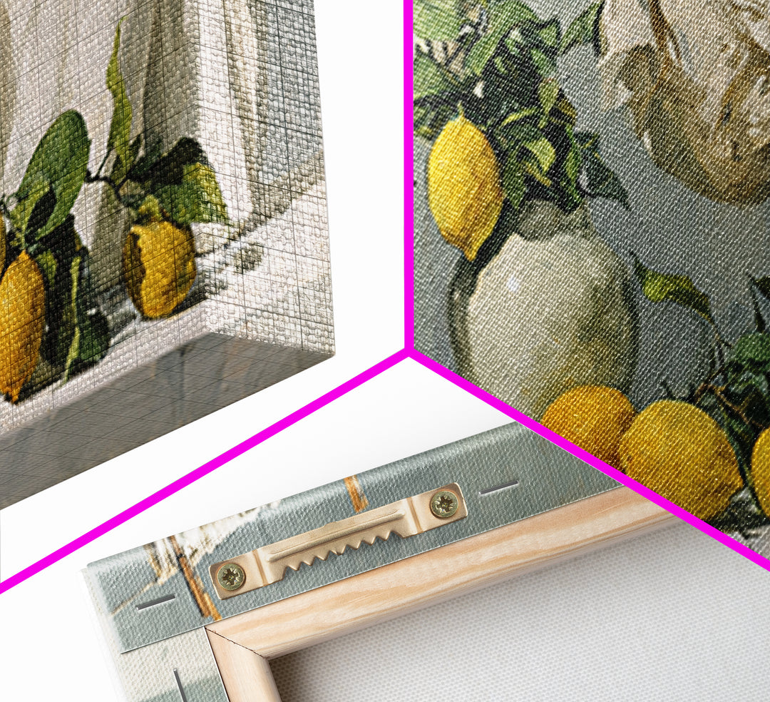 Lemon and Clean Linen Still Life Framed Canvas Print, Laundry Room Art, Digital Wall Art, Living Room Decor, Abstract Art, LRA-2x1-23