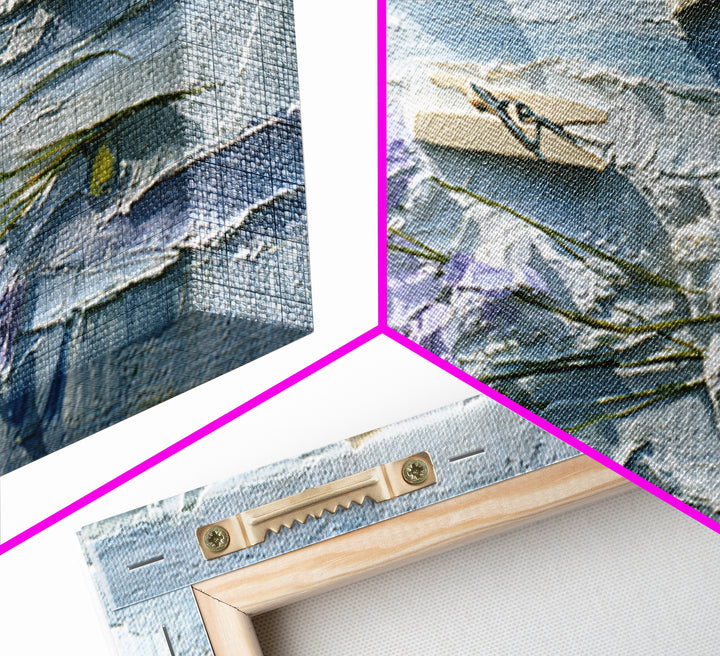 Linen Texture Abstract Framed Canvas Print, Laundry Room Art, Oil Painting, Living Room Decor, Abstract Art, Clean, LRA-2x1-56