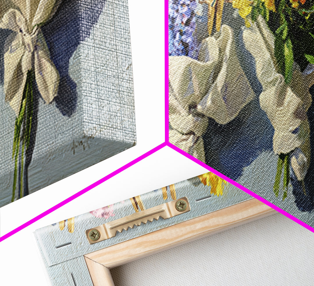 Clothespin Bouquet in Folk Art Style Canvas Print, Laundry Room Art, Artwork, Living Room Decor, Clean, Minimalist Wall Art, LRA-2x1-64