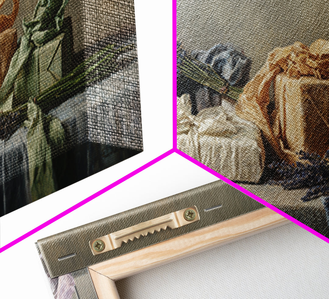 Lavender Sachet and Ribbon Still Life Framed Canvas Print, Laundry Room Art, Printable Art, Living Room Decor, Fine Art, Clean, LRA-2x1-85