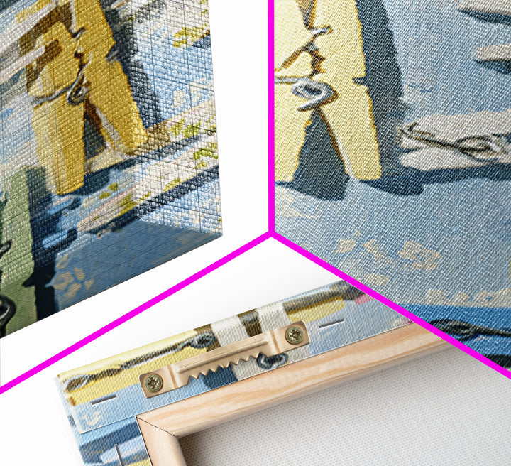 Cheerful Clothespins Arranged as Pattern Framed Canvas Print, Laundry Room Art, Minimalist Decor, Living Room Decor, LRA-2x3-12