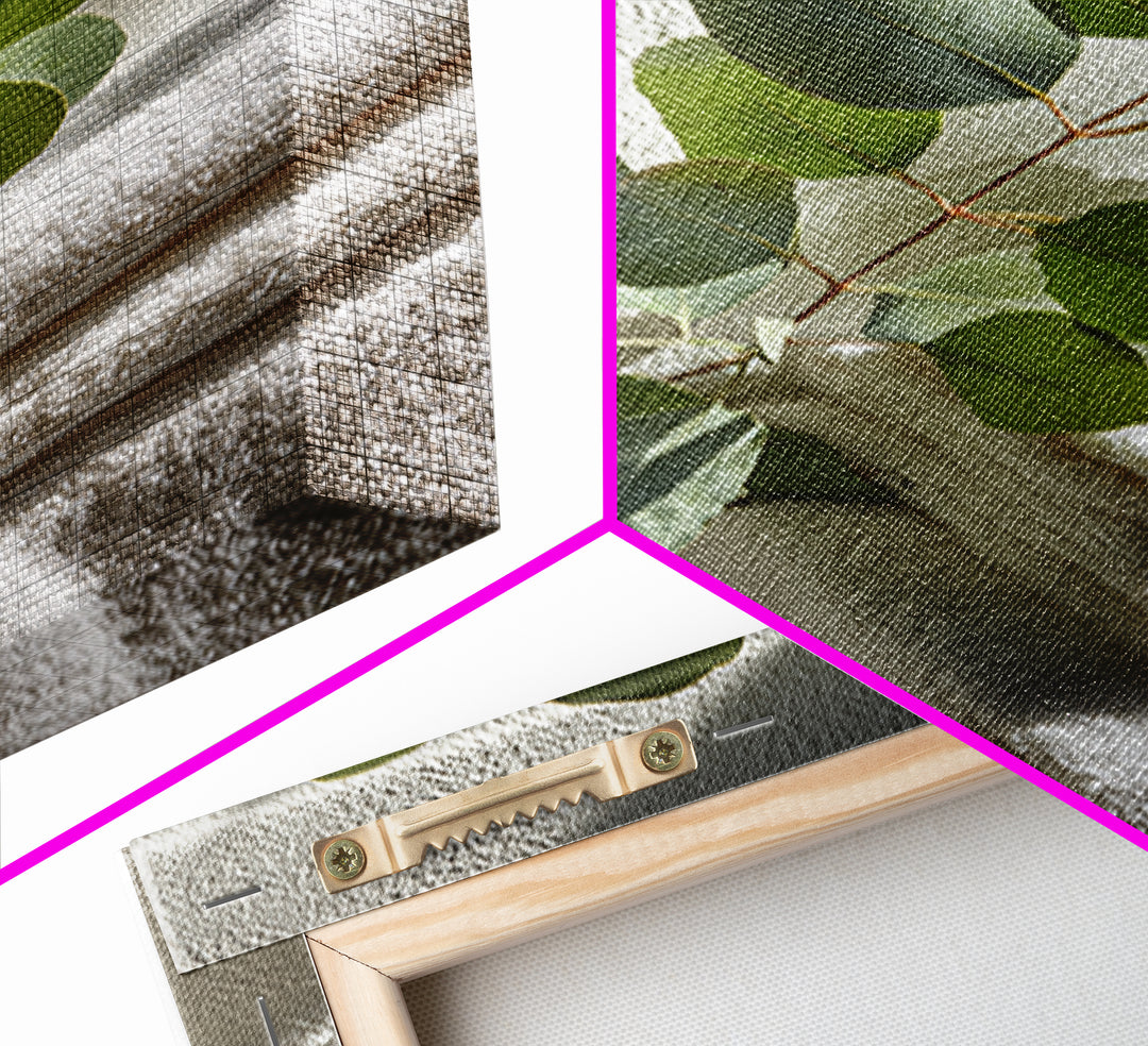 Sunlit White Towels and Eucalyptus Branch Framed Canvas Print, Laundry Room Art, Neutral Decor, Living Room Decor, LRA-2x3-19