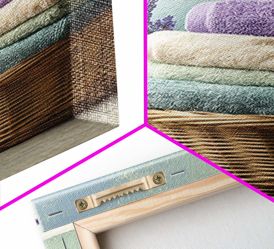 Basket of Folded Towels Framed Canvas Print, Laundry Room Art, Textured Painting, Living Room Decor, Fine Art, Clean, LRA-2x3-22