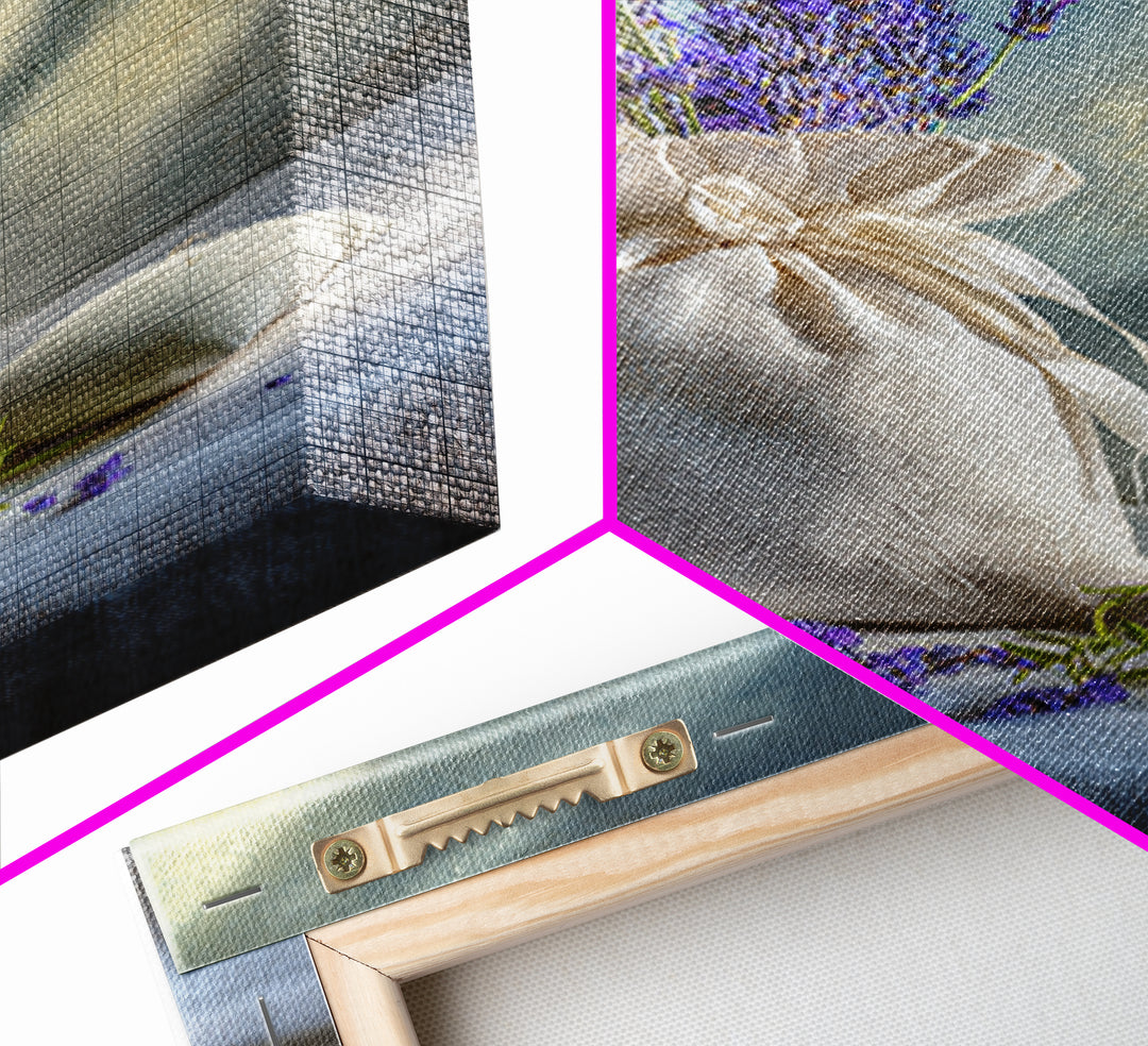 Lavender Sachet and Ribbon Still Life Framed Canvas Print, Laundry Room Art, Farmhouse Decor, Living Room Decor, Clean, LRA-2x3-97