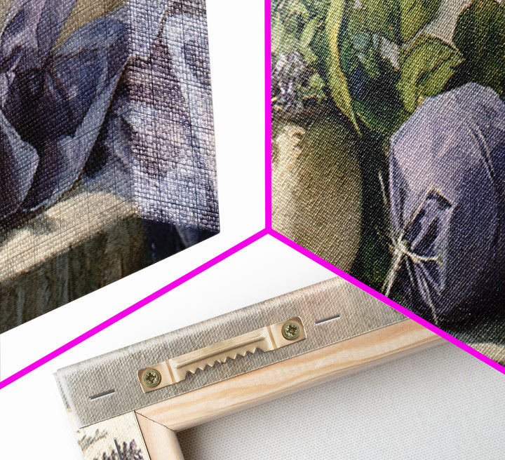 Lavender Sachet and Ribbon Still Life Framed Canvas Print, Laundry Room Art, Farmhouse Wall Art, Living Room Decor, Clean, LRA-3x1-57