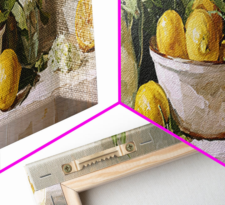 Lemon and Clean Linen Still Life Framed Canvas Print, Laundry Room Art, Digital Print, Living Room Decor, Fine Art, Clean, LRA-3x1-67