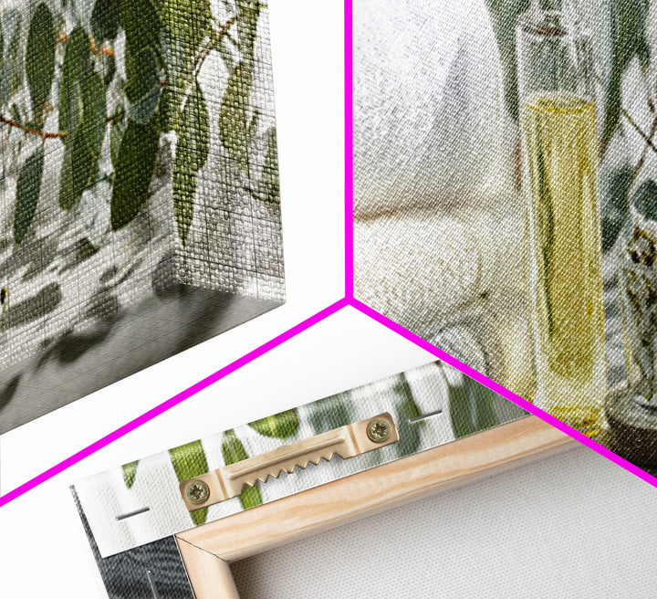 Sunlit White Towels and Eucalyptus Branch Canvas Print, Laundry Room Art, Printable Art, Living Room Decor, Watercolor Art, LRA-3x1-75