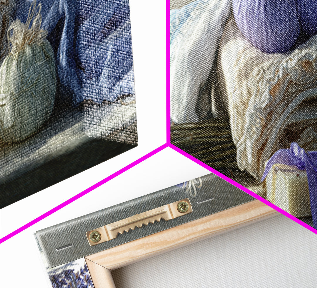 Lavender Sachet and Ribbon Still Life Framed Canvas Print, Laundry Room Art, Farmhouse Wall Art, Living Room Decor, Clean, LRA-3x1-81