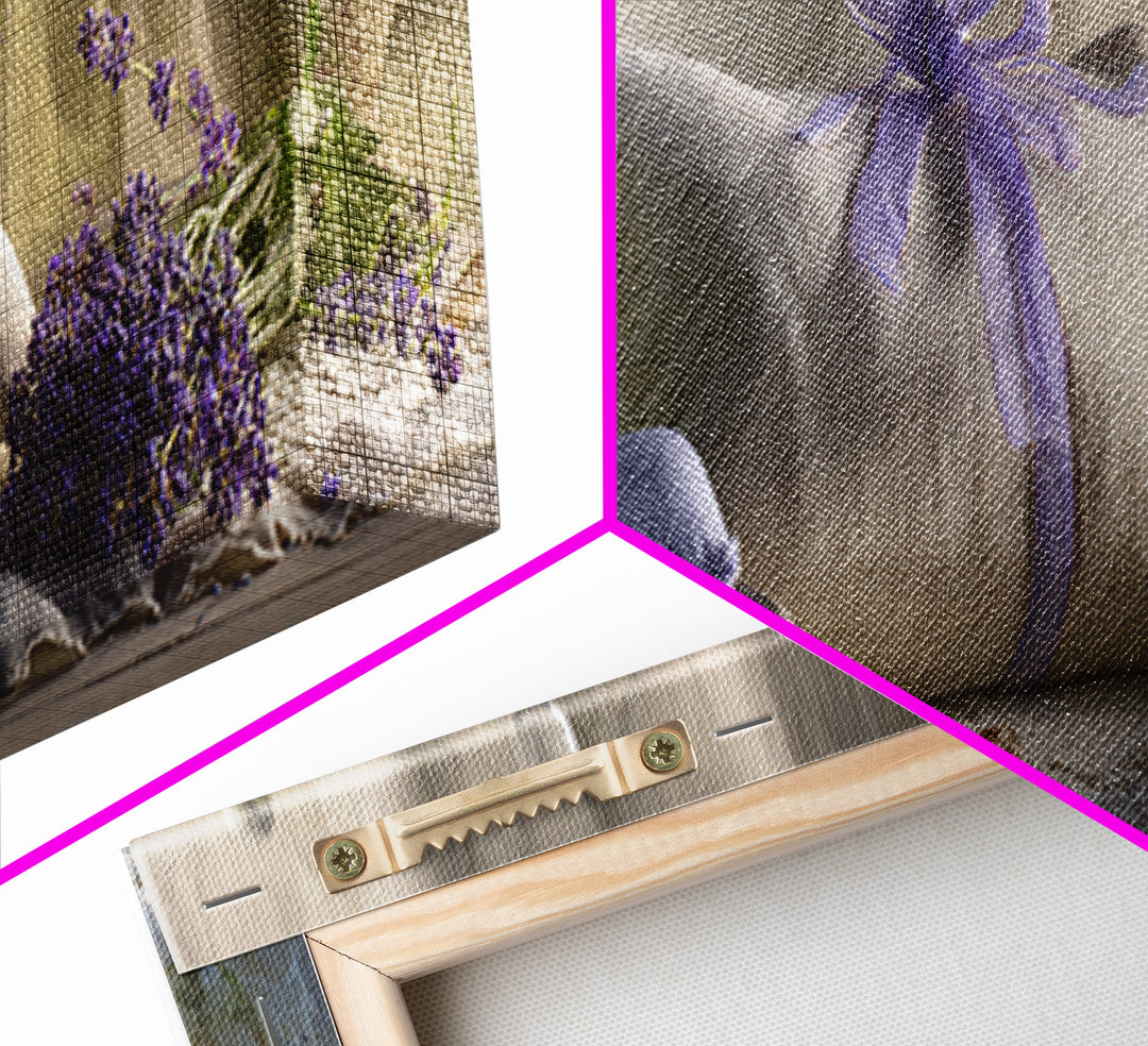 Lavender Sachet and Ribbon Still Life Framed Canvas Print, Laundry Room Art, Printable Art, Living Room Decor, Fine Art, Clean, LRA-3x1-9