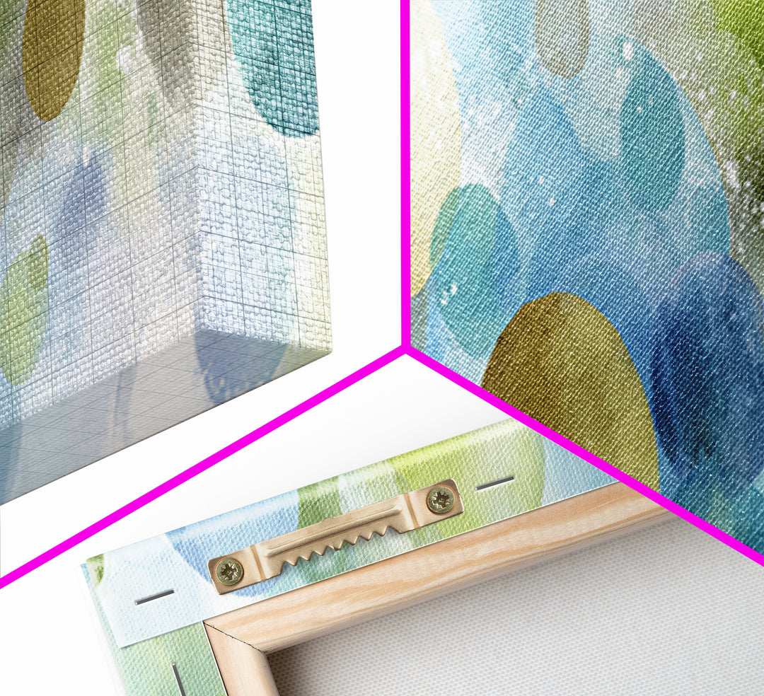 Soap Bubbles Rendered as Playful Abstract Circles Canvas Print, Laundry Room Art, Farmhouse Wall Decor, Living Room Decor, LRA-3x1-94