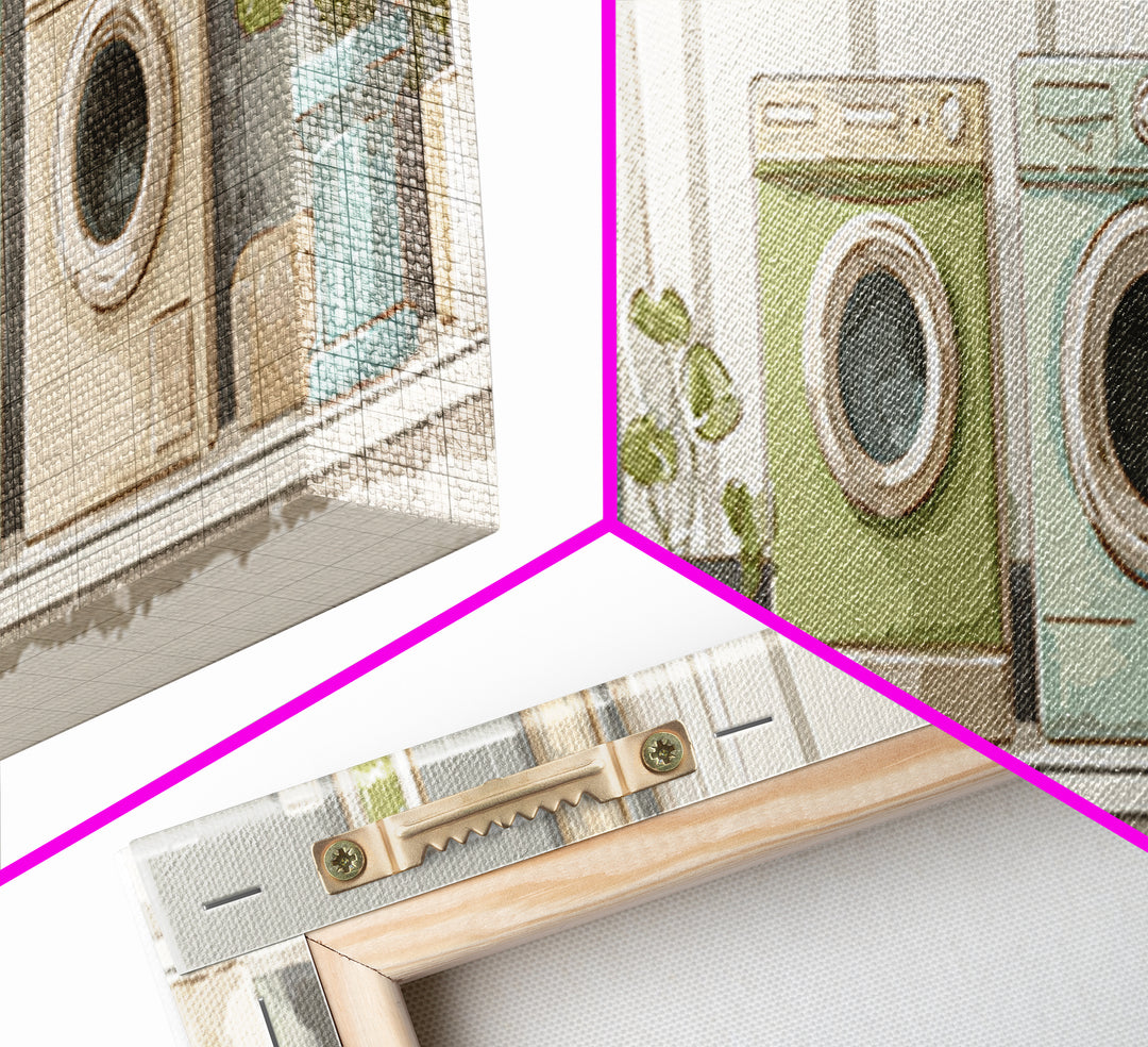 Washing Machine Icon Graphic Without Text Canvas Print, Laundry Room Art, Whimsical Art, Living Room Decor, Fine Art, Clean, LRA-3x1-98