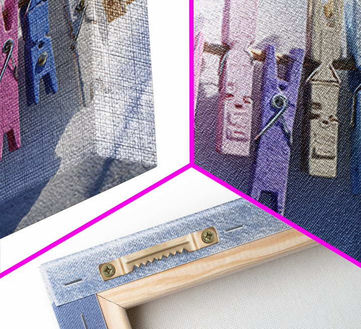 Cheerful Clothespins Arranged as Pattern Canvas Print, Laundry Room Art, Farmhouse Wall Decor, Living Room Decor, Clean, LRA-3x2-32