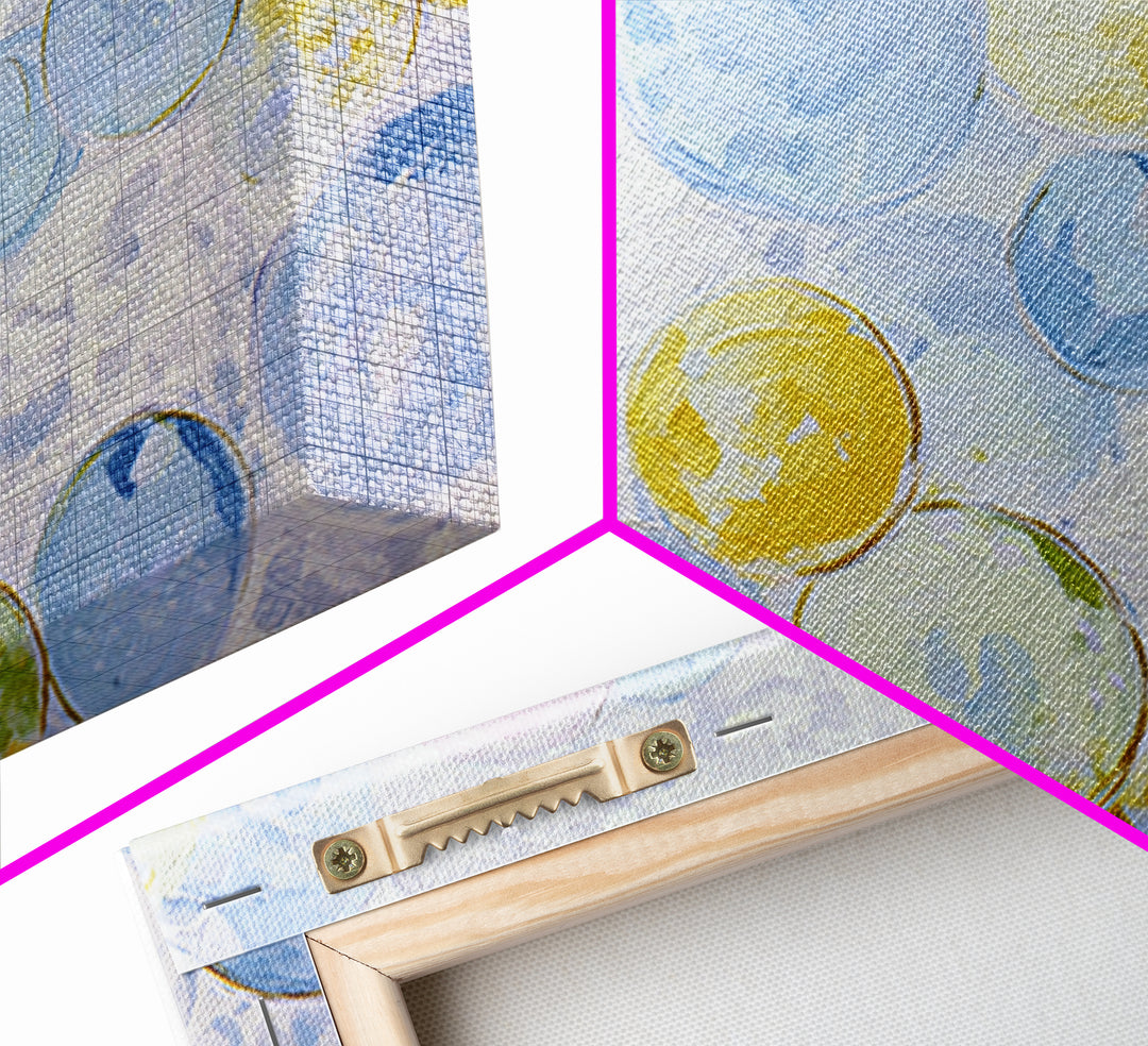 Soap Bubbles Rendered as Playful Abstract Circles Canvas Print, Laundry Room Art, Farmhouse Wall Decor, Living Room Decor, LRA-3x2-34