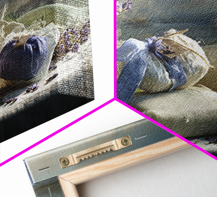 Lavender Sachet and Ribbon Still Life Framed Canvas Print, Laundry Room Art, Downloadable Art, Living Room Decor, Clean, LRA-3x2-69
