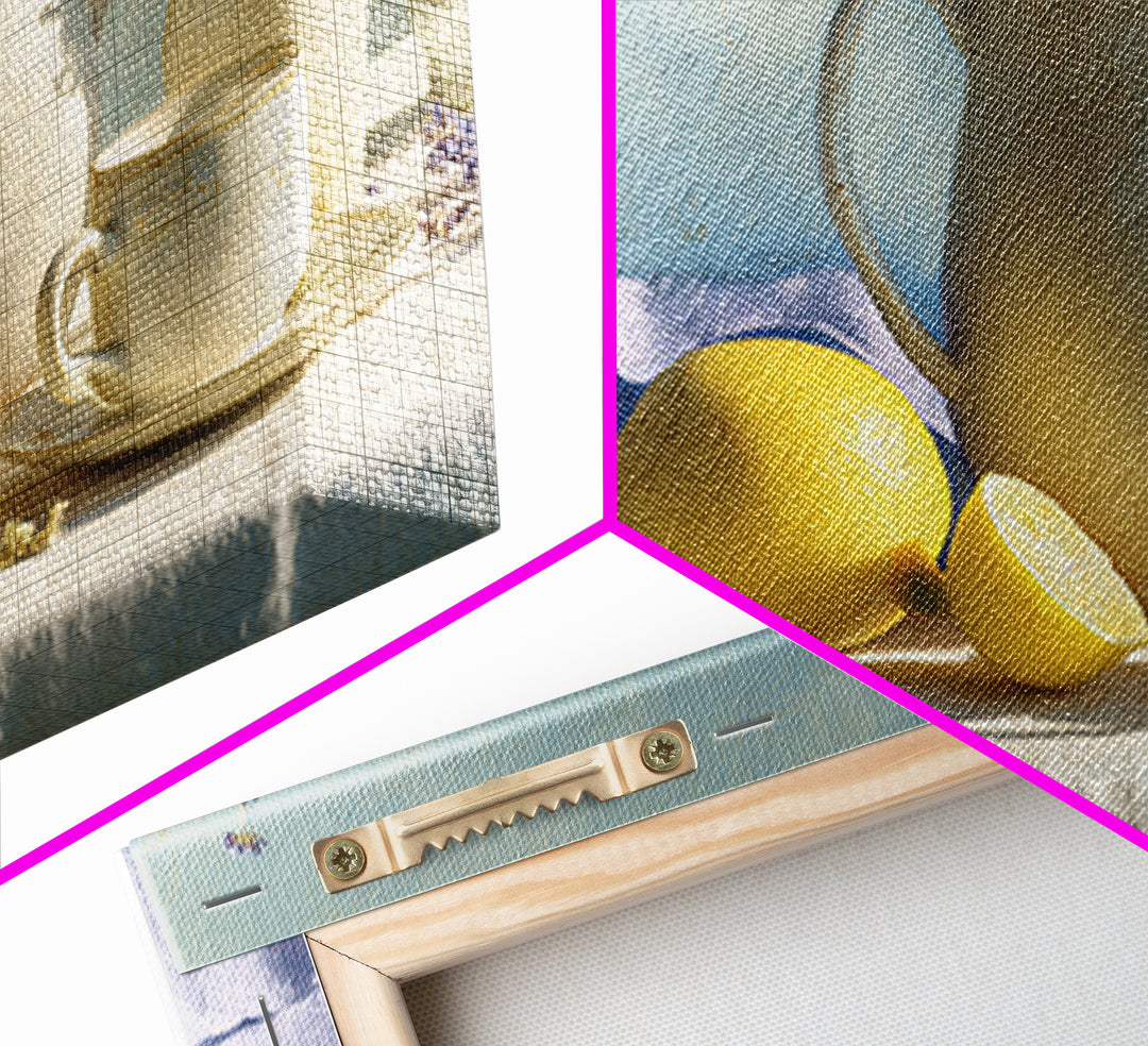 Lemon and Clean Linen Still Life Framed Canvas Print, Laundry Room Art, Wall Decor, Living Room Decor, Fine Art, Clean, LRA-3x2-7