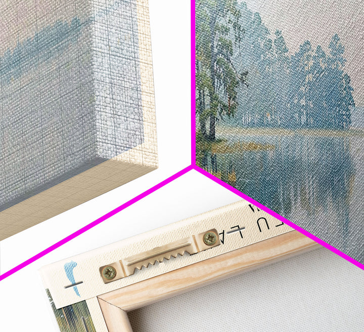 Calcasieu Lake Framed Canvas Print, Lake House Art, Panoramic Wall Art, Travel Poster, Minimalist Lake Painting, Home Decor