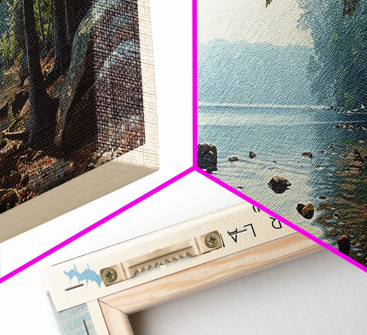 Clopper Lake Maryland Framed Canvas Print, Lake House Art, Panoramic Wide Art, Travel Poster, Minimalist Lake Painting, Home Decor