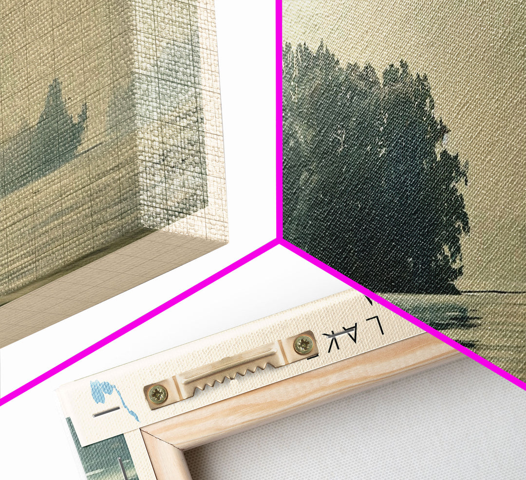 Crooked Lake Michigan Framed Canvas Print, Lake House Art, Panoramic Wall Art, Travel Poster, Minimalist Lake Painting, Home Decor