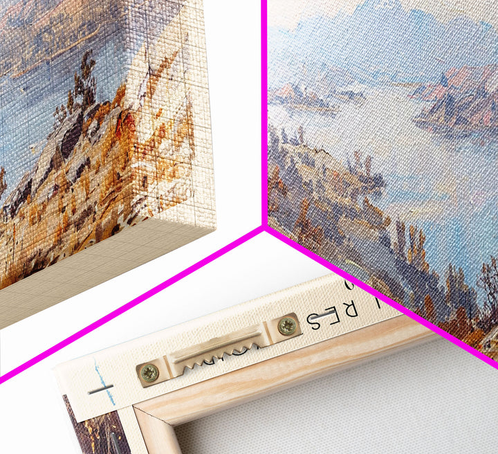 Horsetooth Reservoir Colorado Framed Canvas Print, Panoramic Lake House Decor, Wall Art, Travel Poster, Peaceful Lake Painting, Nature Art