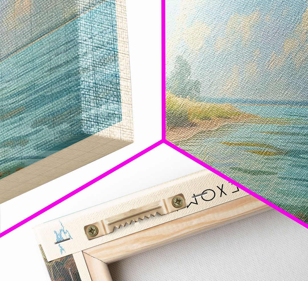 Lake Texoma Texas Framed Canvas Print, Lake House Decor, Panoramic Wall Art, Travel Poster, Stunning Landscape Painting, Cottage Art