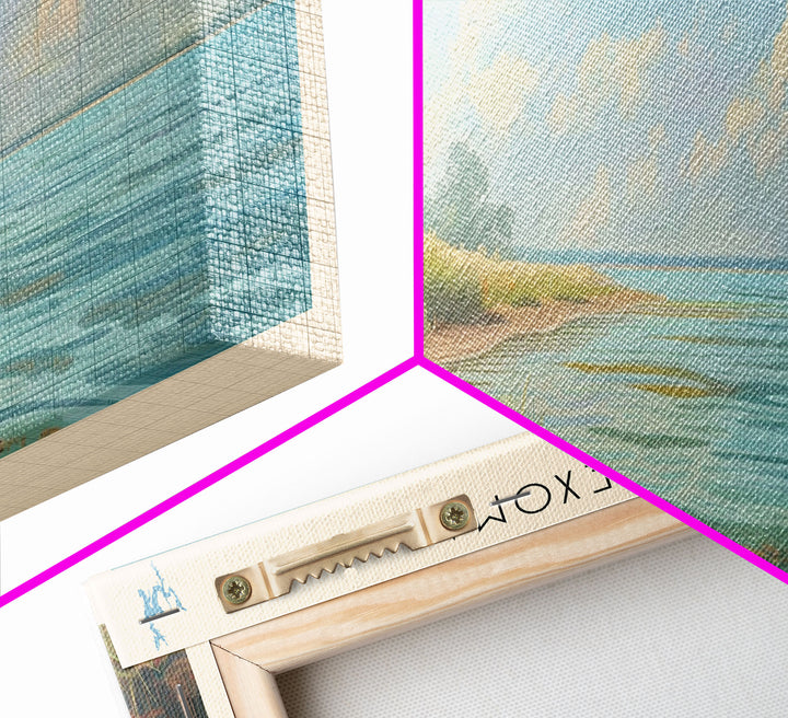 Lake Texoma Texas Framed Canvas Print, Lake House Decor, Panoramic Wall Art, Travel Poster, Stunning Landscape Painting, Cottage Art