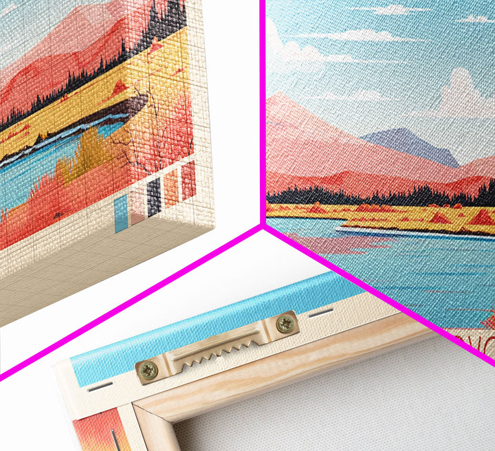 Abiquiu Reservoir New Mexico Framed Canvas Print, Panoramic Wall Art, Midcentury Modern, Pop Art, Travel Poster, Living Room Art