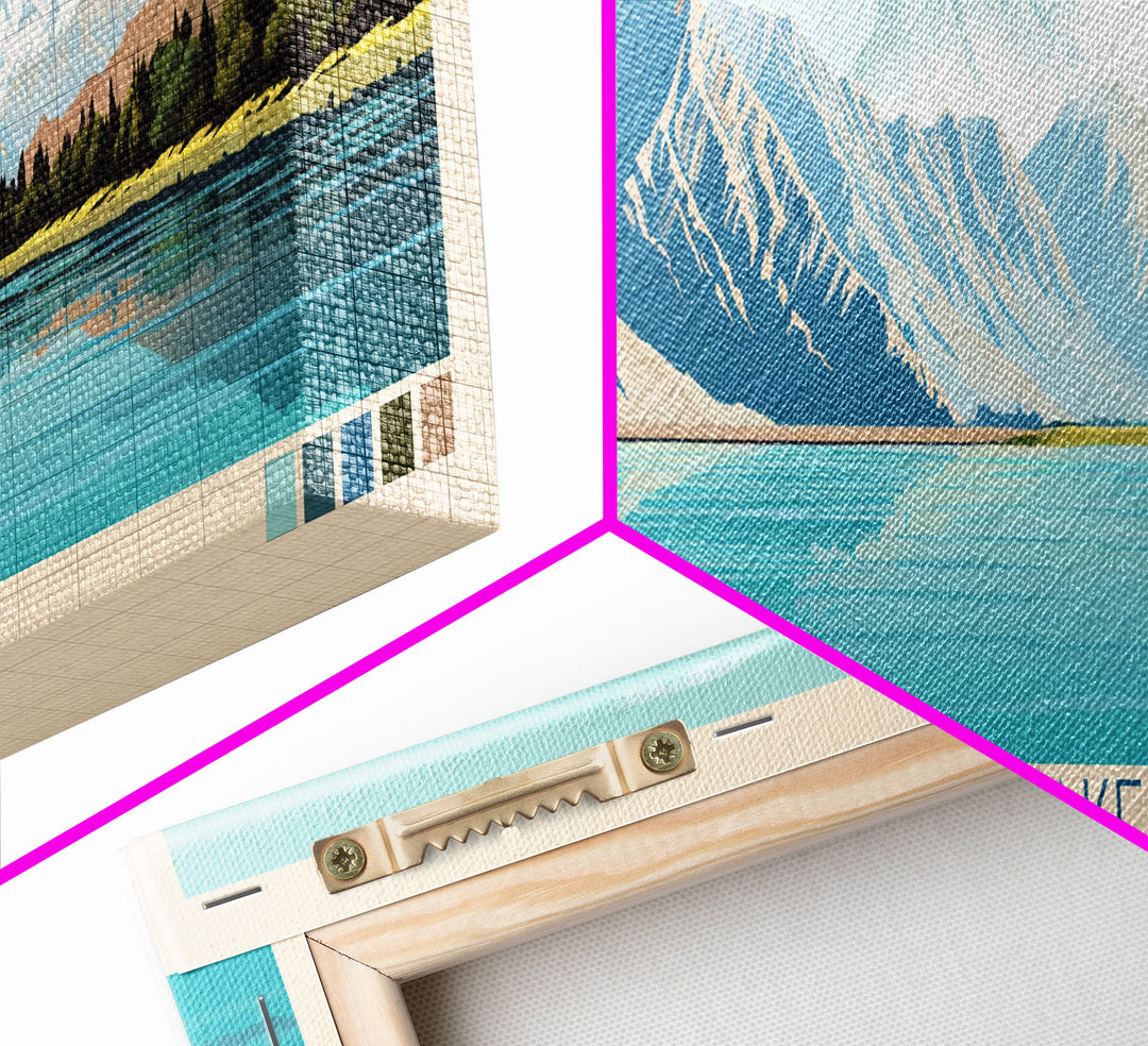 Convict Lake California Framed Canvas Print, Midcentury Modern Panoramic Wall Art, Living Room Decor, Pop Art, Travel Poster Art, Nature Art, Lake House Decor