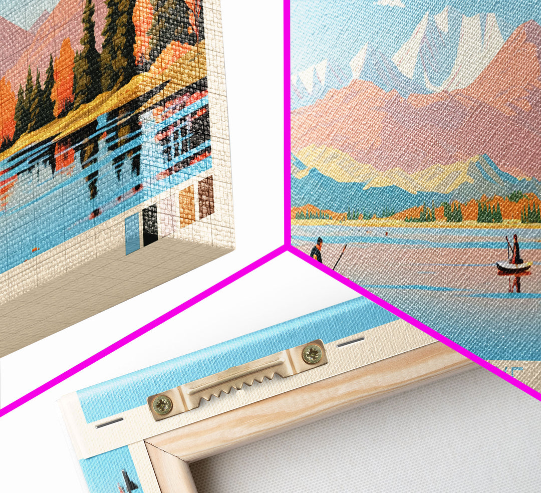 Grand Lake Colorado Framed Canvas Print, Panoramic Wall Art, Midcentury Modern, Pop Art, Living Room Decor, Travel Poster, Nature Art, Home Decor