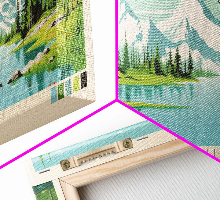 Lower Ugashik Lake, Alaska Panoramic Wall Art Framed Canvas Print, Midcentury Modern, Pop Art, Home Decor, Travel Poster, Bedroom Art