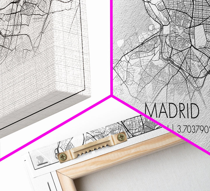 Madrid City Map, Spain Map, Map Art, Modern Art, Wall Art, Canvas Art, Europe Wall Art, Girl Room Décor, Mens Gift, Preppy Wall Art, Office