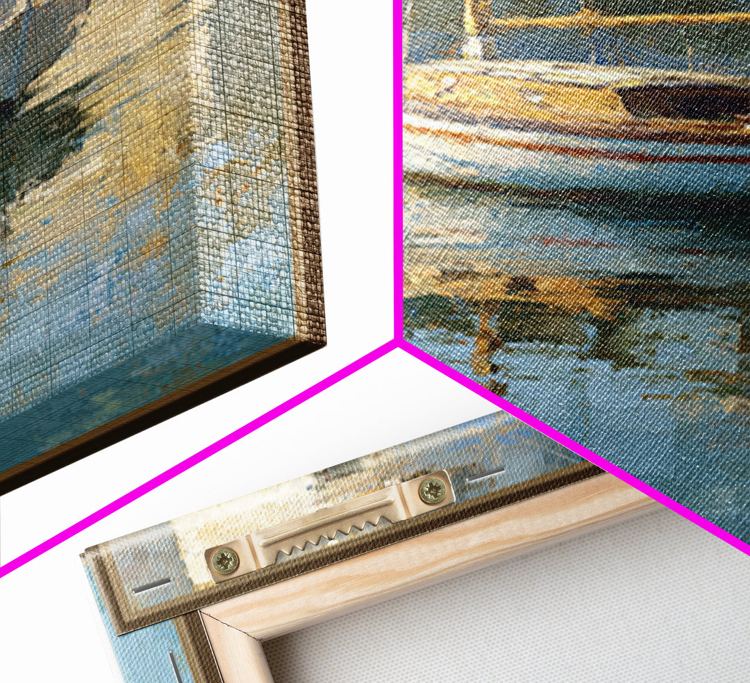 Mediterranean Sailboat on Glassy Water Canvas Print, Mediterranean Art, Watercolor Painting, Living Room Decor, Fine Art, Azure, MAR-1x1-18