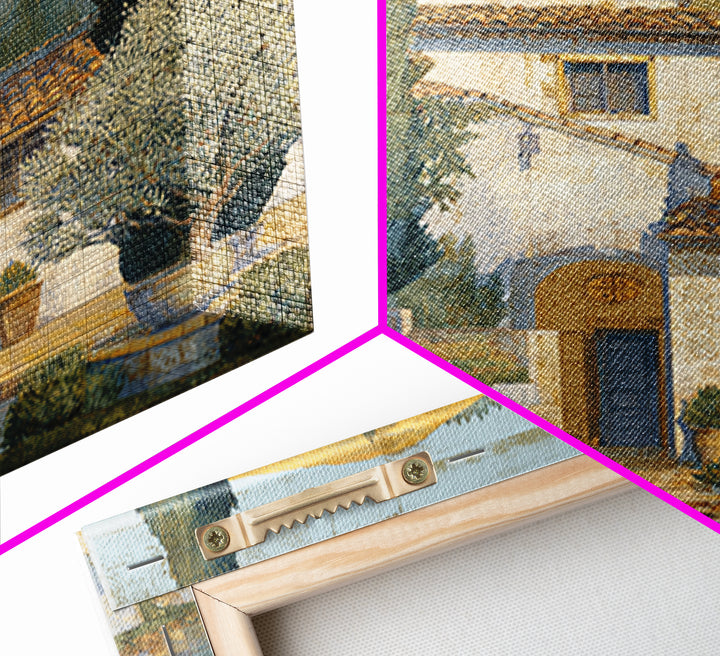 Tuscan Cypress Trees and Golden Hillside Canvas Print, Mediterranean Art, Beach Wall Art, Living Room Decor, Oil Painting, MAR-1x1-30