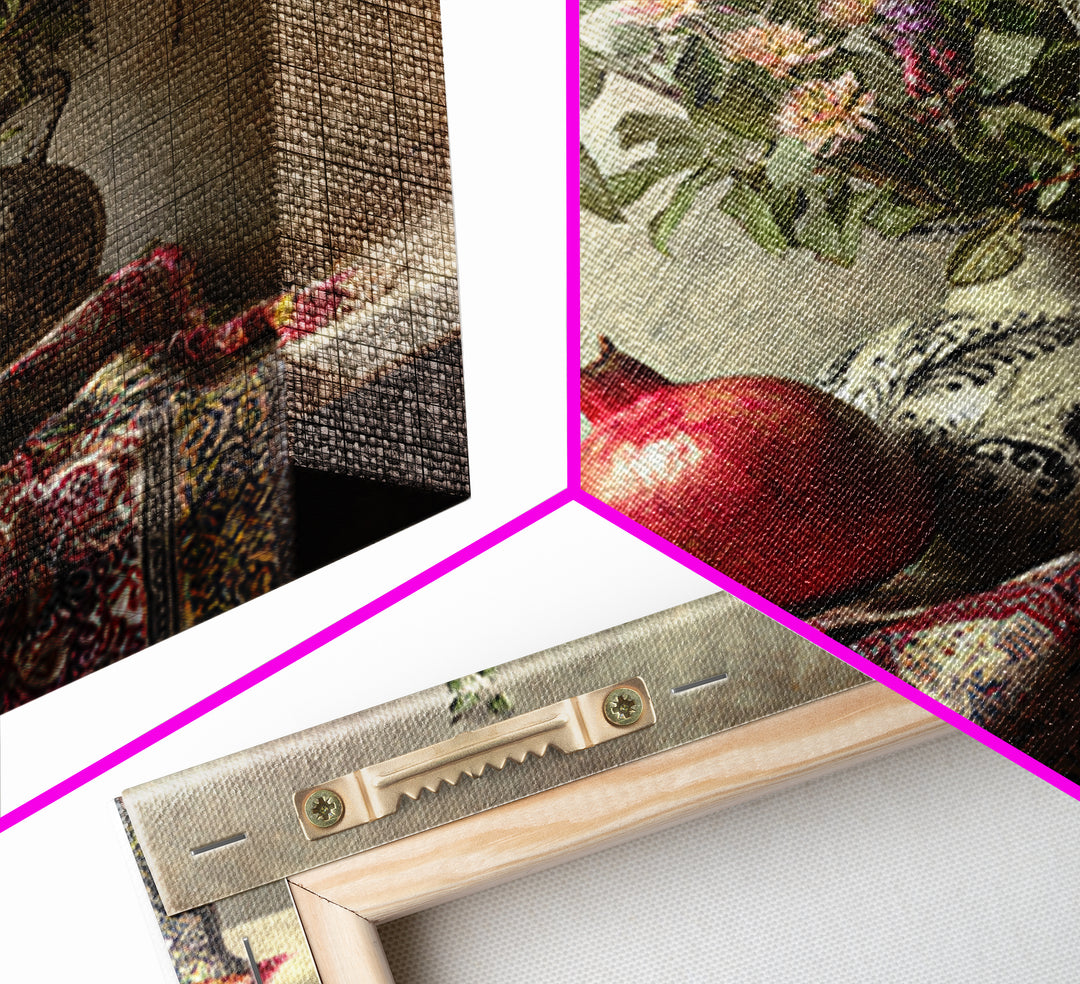 Pomegranate Still Life Framed Canvas Print, Mediterranean Art, Living Room Art, Living Room Decor, Fine Art, Azure, MAR-1x1-67