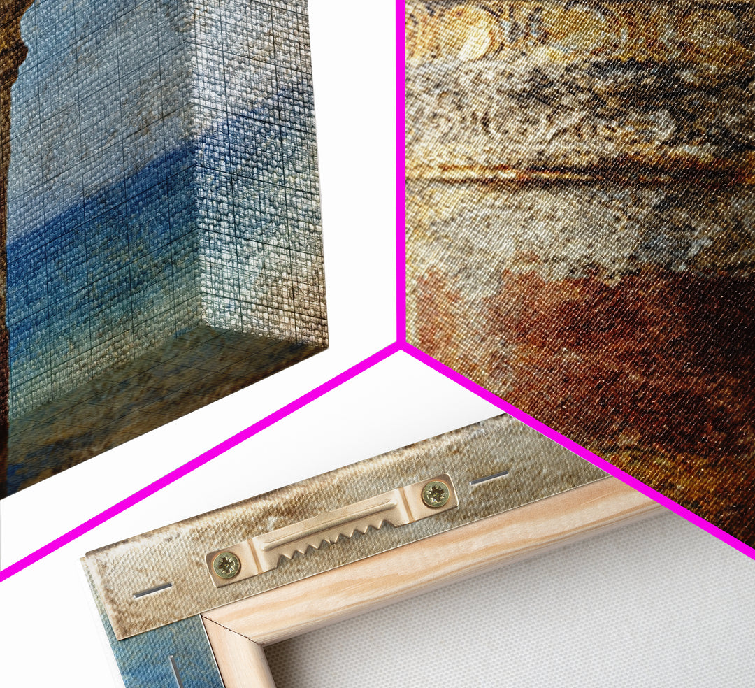 Ancient Column with Sea and Sky Beyond Framed Canvas Print, Mediterranean Art, Downloadable Art, Living Room Decor, MAR-1x1-84