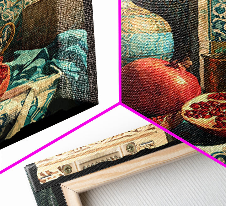 Pomegranate Still Life Canvas Print, Mediterranean Art, Fine Art Print, Living Room Decor, Fine Art, Azure, Original Painting, MAR-1x1-91