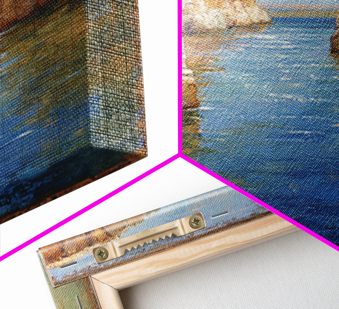 Coastal Cliffs with Sparkling Blue Water Canvas Print, Mediterranean Art, Coastal Wall Decor, Living Room Decor, Azure, MAR-1x1-92