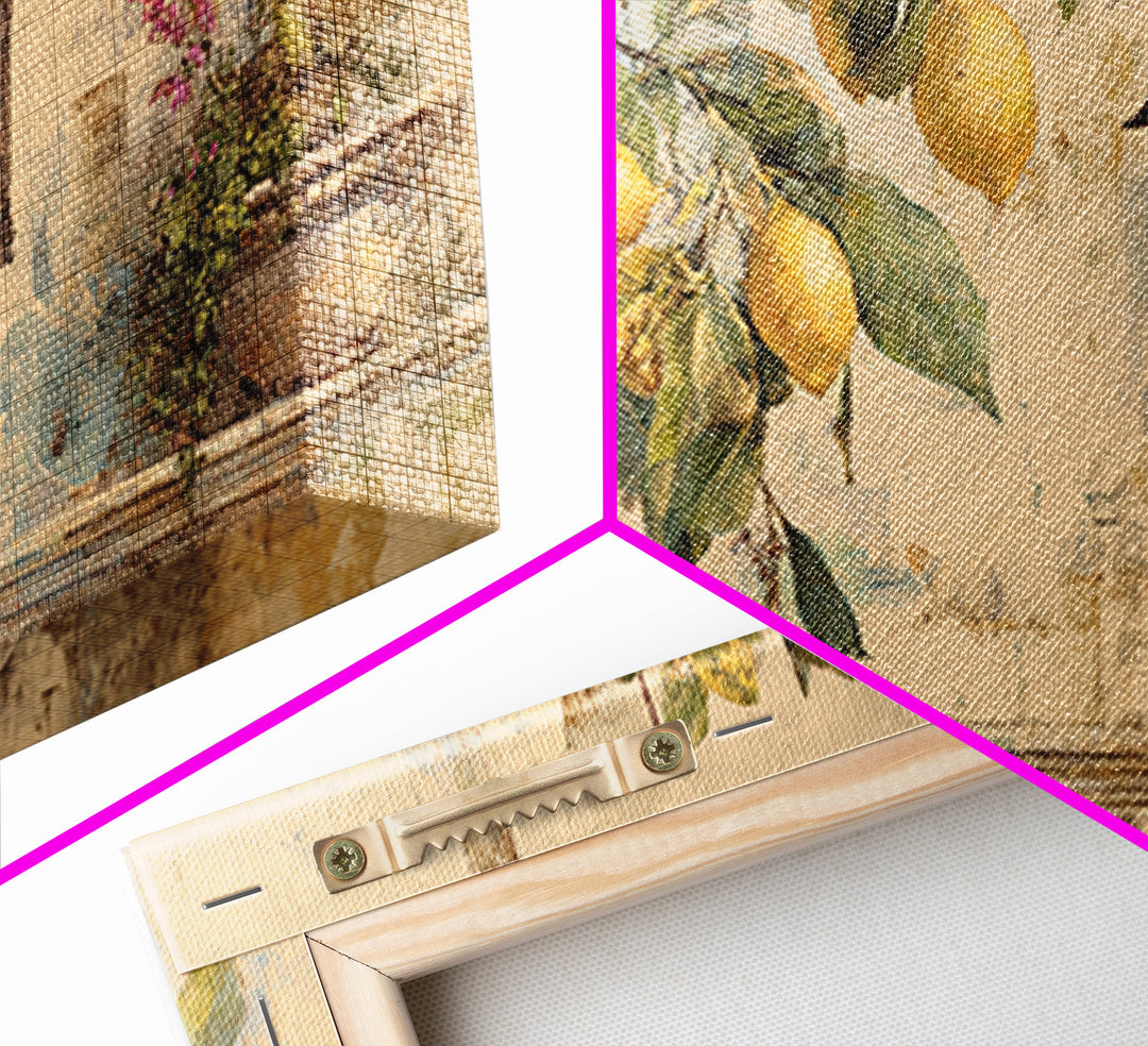 Sicilian Lemon Branch on Ivory Background Canvas Print, Mediterranean Art, Statement Artwork, Living Room Decor, Azure, MAR-2x1-33