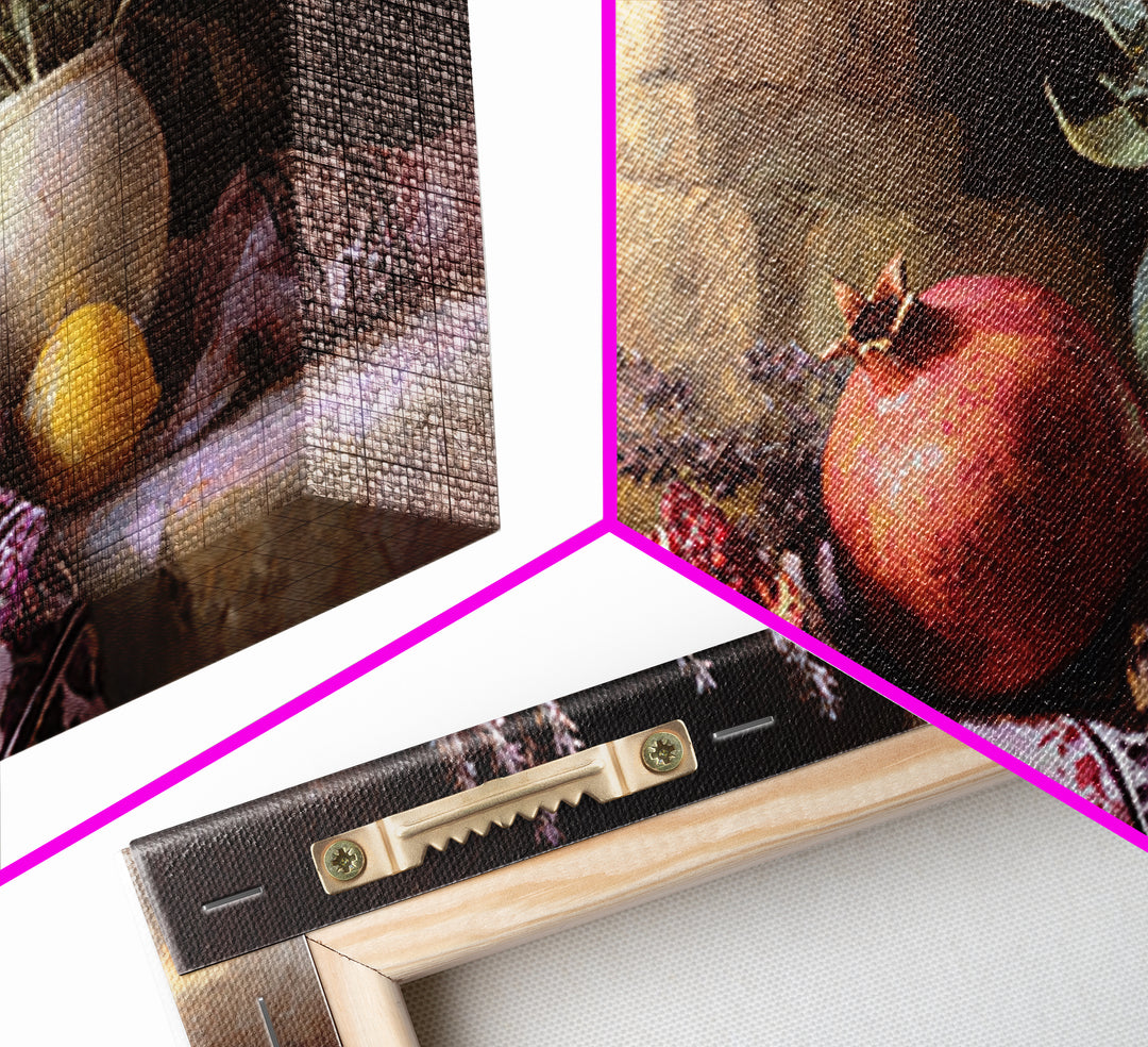 Pomegranate Still Life Canvas Print, Mediterranean Art, Living Room Decor, Oil Painting, Azure, Modern Wall Art, MAR-2x1-39